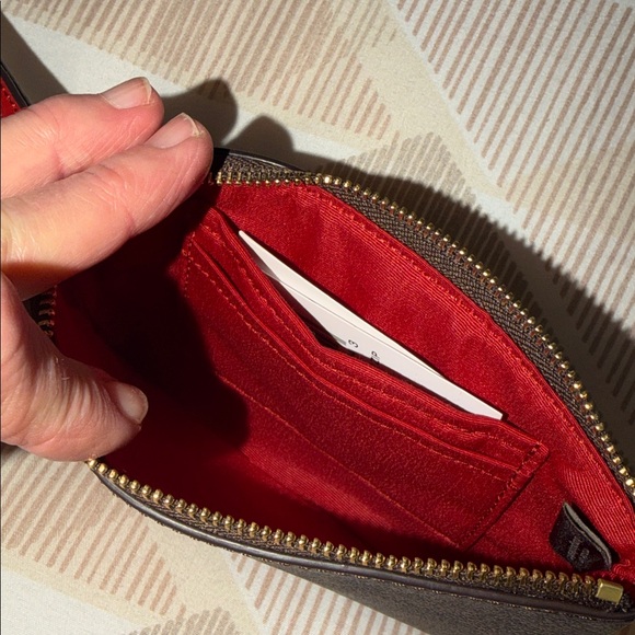 Coach Signature Dark Brown and Red Wristlet NWT - Picture 4 of 8